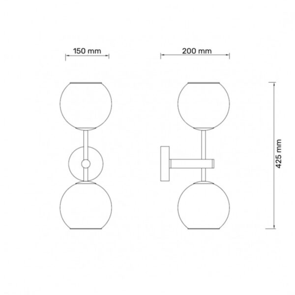 TALIA 33 ZIDNA LAMPA 2*E14 CRNA/BAKAR HOME LIGHT - Image 2