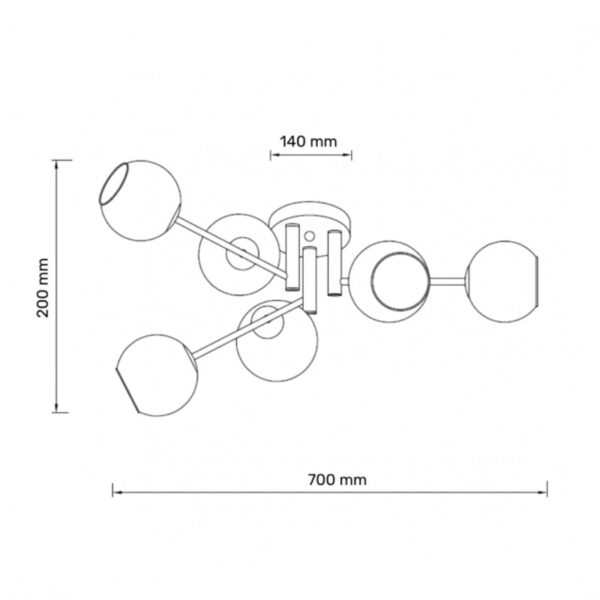 TALIA 36 LUSTER 6*E14 CRNA/BAKAR HOME LIGHT - Image 2