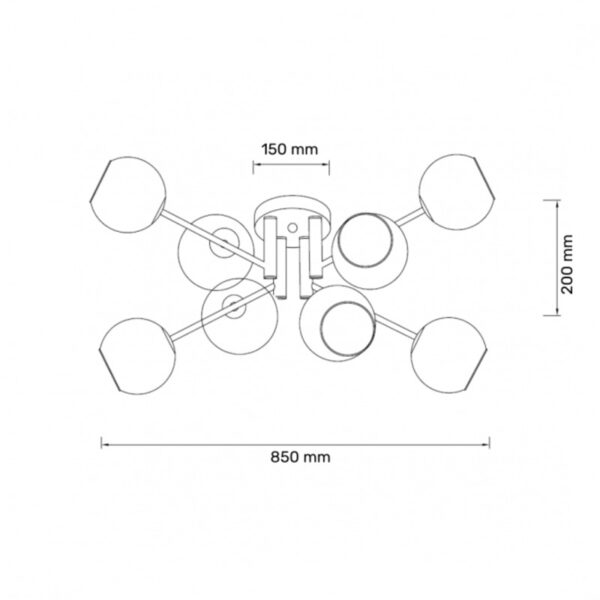 TALIA 37 LUSTER 8*E14 CRNA/BAKAR HOME LIGHT - Image 2