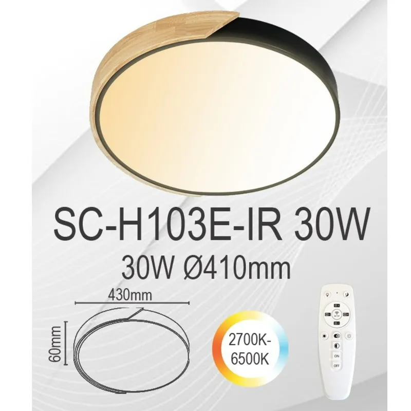 SC-H103E-IR-30W-drvo-crna-dalj SC-H103E-IR 30W PLAFONJERA BK DRVO XENON LIGHT - Slika 1