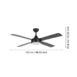 TRINIDAD PLAFONSKI VENTILATOR CRNI MAT SA SVETLOM 35085 EGLO - Slika 6