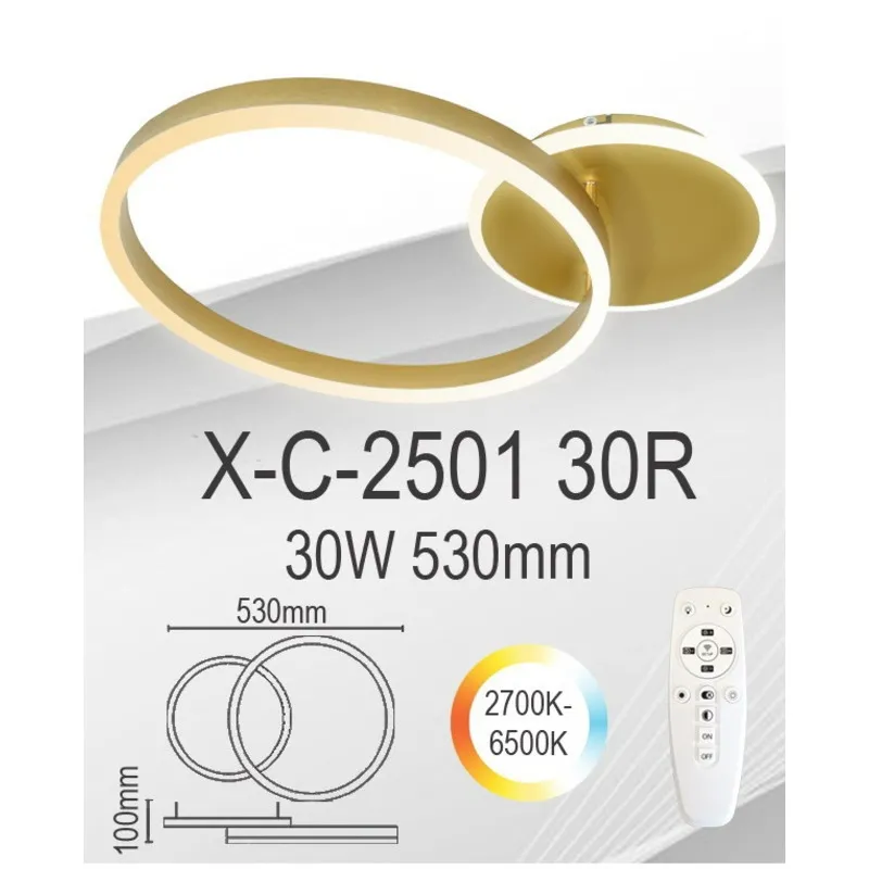 X-C-2501-30R-30W-ZLATNA X-C-2051 30R PLAFONJERA 30W GOLD XENON LIGHT - Slika 1