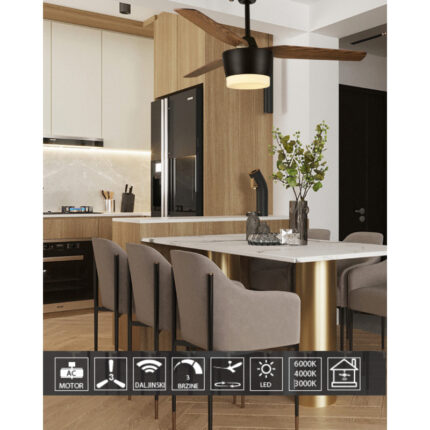 Plafonski ventilator 5233 Bk+Wood