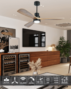 Plafonski ventilator sa svetlom KBS 5247-1 bk+natural wood