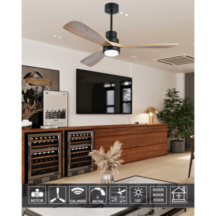 Plafonski ventilator KBS 5247-1 bk+natural wood