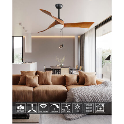 Plafonski ventilator KBS 52K012 Bk+dark wood a