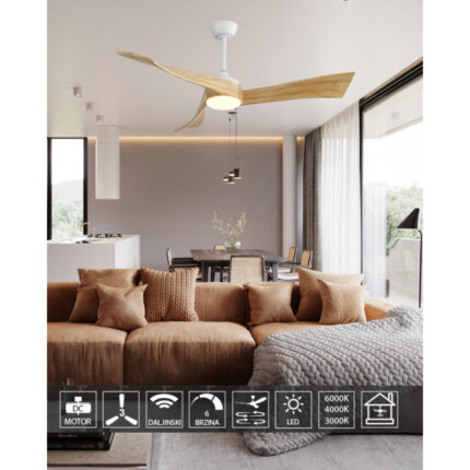 Plafonski ventilator KBS 52K012 Bk+natural wood a