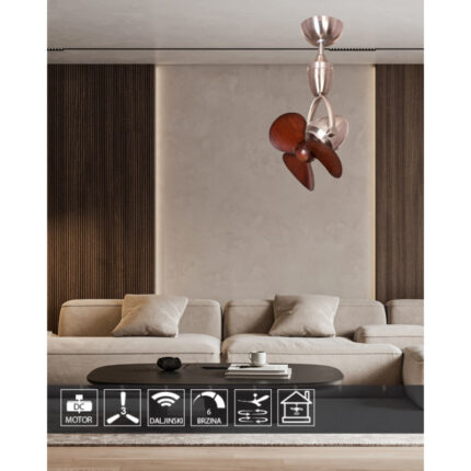 Zidni plafonski ventilator KBS 5238 Nickel+braon as