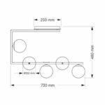 M10770-5 LUSTER CRNI 5xE27 MITEA LIGHTING Dimenzije