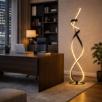 SOLEA 136 podna lampa 36W 3000K u crnoj u prostoriji