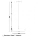 SOLEA 66 visilica 12W CCT crno drvo home light dimenzije