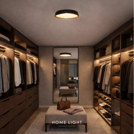 SOLEA 79 LED plafonjera 20W CCT Crna Drvo Home light u prostoru