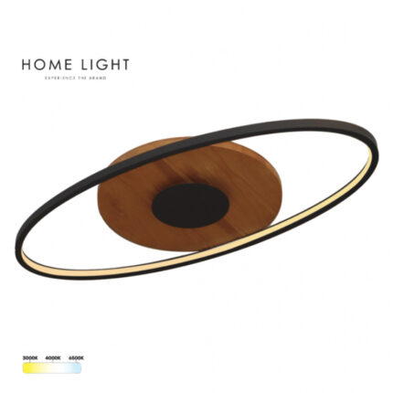 SOLEA 81 LED plafonjera 40W CCT crna drvo home light