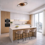 SOLEA 81 LED plafonjera 40W CCT crna drvo home light u prostoru