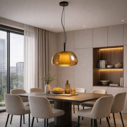 Talia 97 luster 1e27 amber crna home light u prostoru