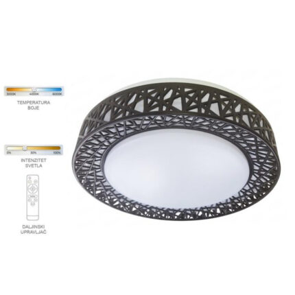 LED PLAFONJERA CRNA 24W DALJINSKI XENON LIGHT moderna