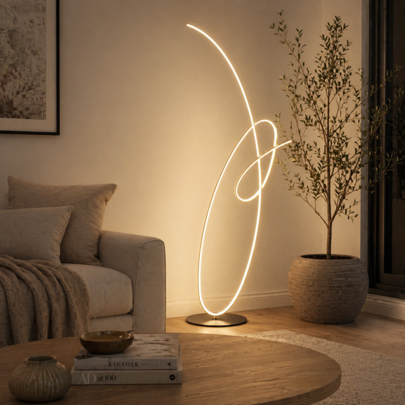 SOLEA 146 PODNA LAMPA CRNA ZLATO 42W CCT HOME LIGHT Prosotor